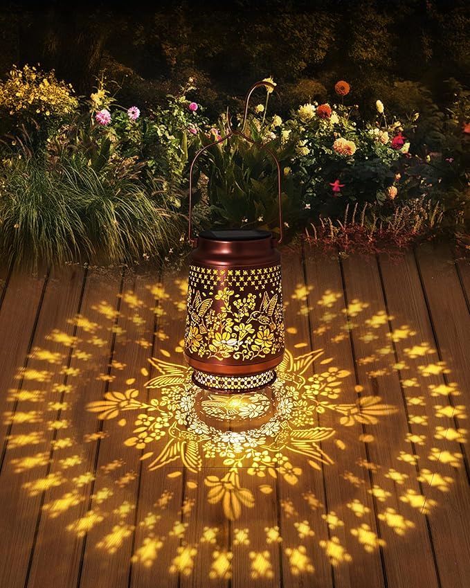 Solar Lanterns Outdoor Waterproof Hummingbird Elegant Garden Decor Birthday Gifts for Grandma Women Mom Sister Metal Hanging Solar Lights Decorations Outside for Backyard, Patio, Lawn, Porch
