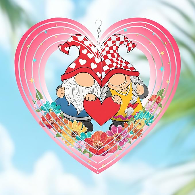 Gnome Wind Spinners Outdoor, Gnome Gifts for Women Men Wife Mom Dad Husband, Hanging Wind Spinners for Christmas Thanksgiving, 12 inch Outdoor Indoor Hanging Ornament for Garden Porch Lawn