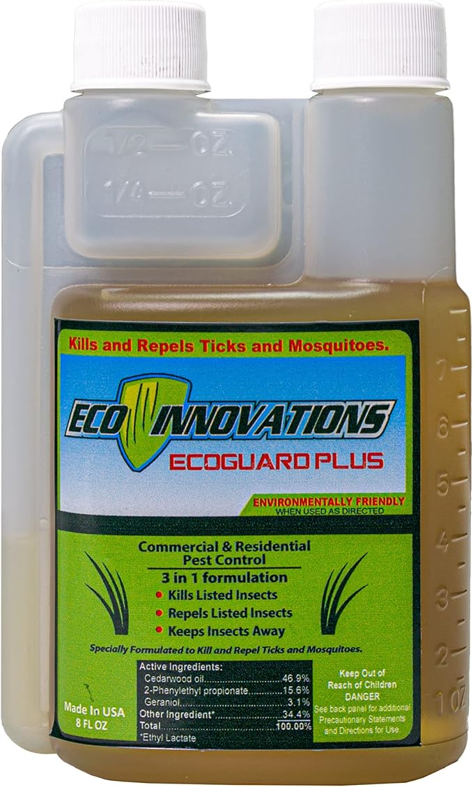 EcoGuard Plus Mosquito Spray for Yard, Gentle but Effective Outdoor Insect Control, Kills Ticks on Contact, Natural Essential Oils, 8 OZ
