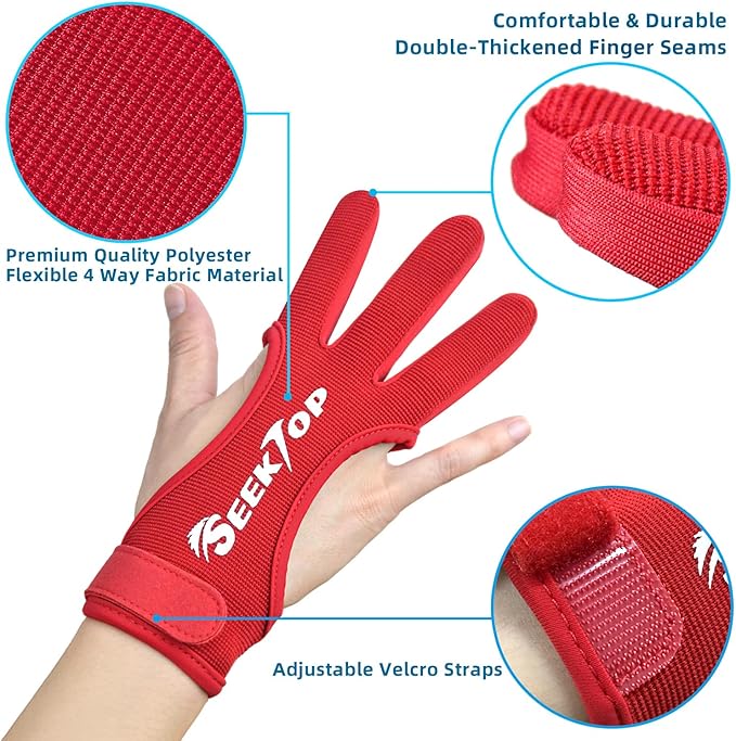 Seektop Archery Gloves Shooting Hunting Leather Three Finger Protector for Youth Adult Beginner