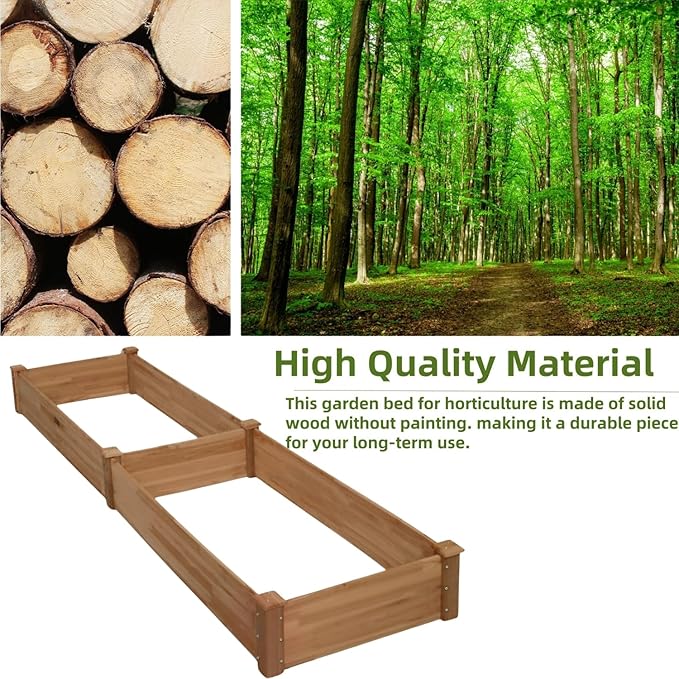 8x2ft Outdoor Wooden Raised Garden Bed,Elevated Planting Planter Box for Vegetables/Garden/Lawn/Patio,Acorn Brown, 96 x 24 x 9in