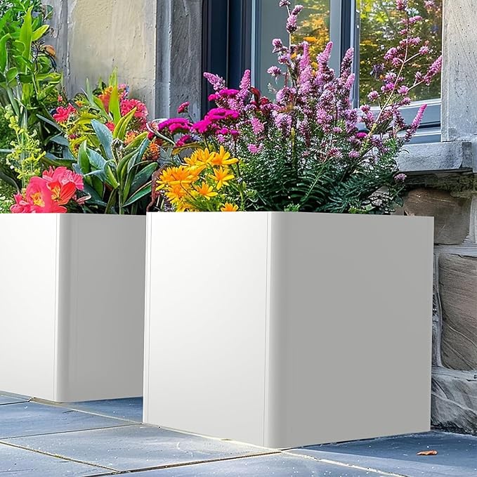 Gardenaire Large Steel Planter Box 26"x26"x26", Heavy Duty Square Metal Planter Box Indoor&Outdoor