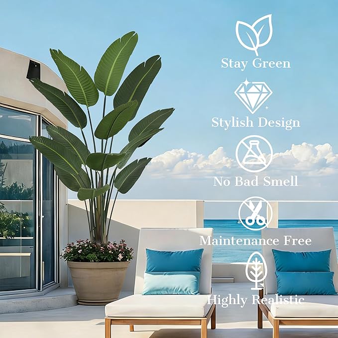 6FT Bird of Paradise Artificial Plant, 72" Tall Artificial Plants Indoor with 13 Realistic Leaves, Fake Floor Plant Faux Tropical Trees with Pot for Home Living Room Office Mall Indoor Decor