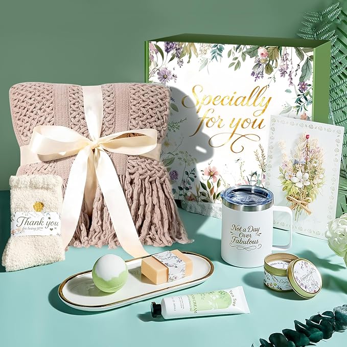 Valentines Day Gifts for Her Mom Wife, Birthday Gifts for Women Spa Care Package, Get Well Soon Gift Baskets Thinking of You Sympathy Gift Box for Friend, Sister, Wife (Khaki)