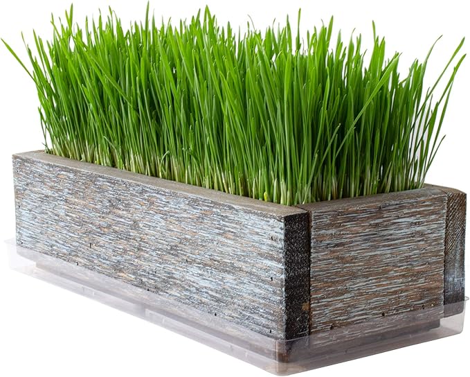 Reclaimed Barnwood Style Planter Box - Aged Brown - Weathered Rustic Look - Flower, Herb & House Plant Garden Barn Wood Planter with Drip Tray