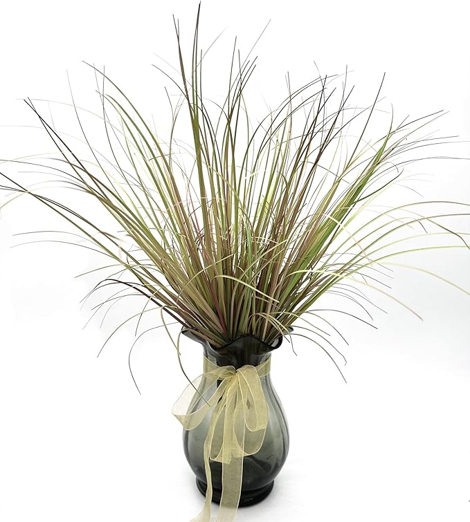 Artificial Grass Plants, Faux Wheat Grass Shrubs Fake Greenery Stems Tall Weed Plant Flowers Decor for Indoor Outdoor Farmhouse Garden Room Home Vase Wedding Party DIY Table Decoration (Purple) 8 Pack