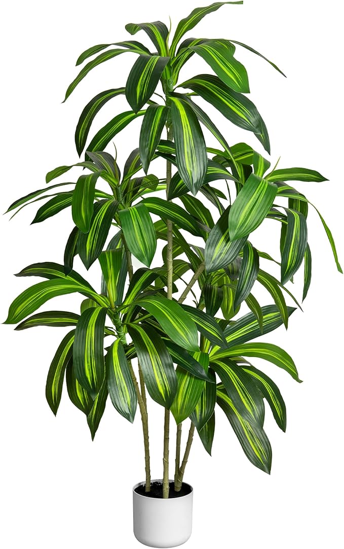 Artificial Dracaena Tree 5FT – Tall Artificial Indoor Tree, Large Indoor Plant for Living Room & Home Decor, Big Faux Floor Plant for Bedroom, Office, Apartment, Realistic Tree Decor Indoor