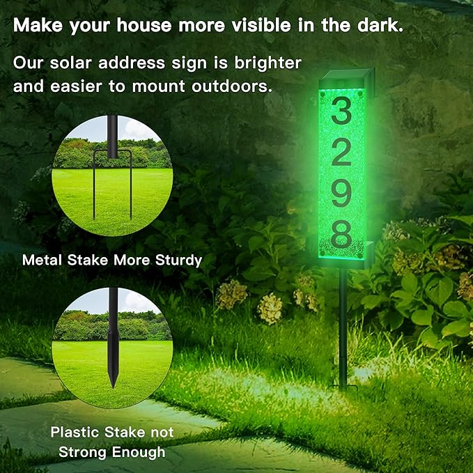 Solar Address Numbers for House, Waterproof LED House Numbers for Outside Modern, Illuminated Solar Address Signs with Remote Control for Streets, Family Yards and Homes