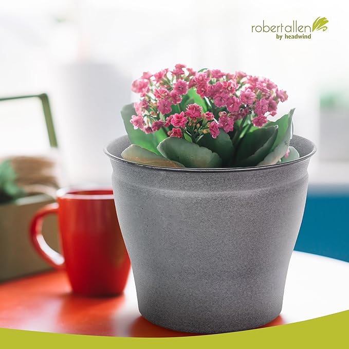 Headwind Natural Ironstone Timberline Collection - 6" Slate Grey Decorative Planter for Outdoor Pots for Plants – Modern Indoor Plant Pots, Large & Small Planters for Indoor Plants by Robert Allen