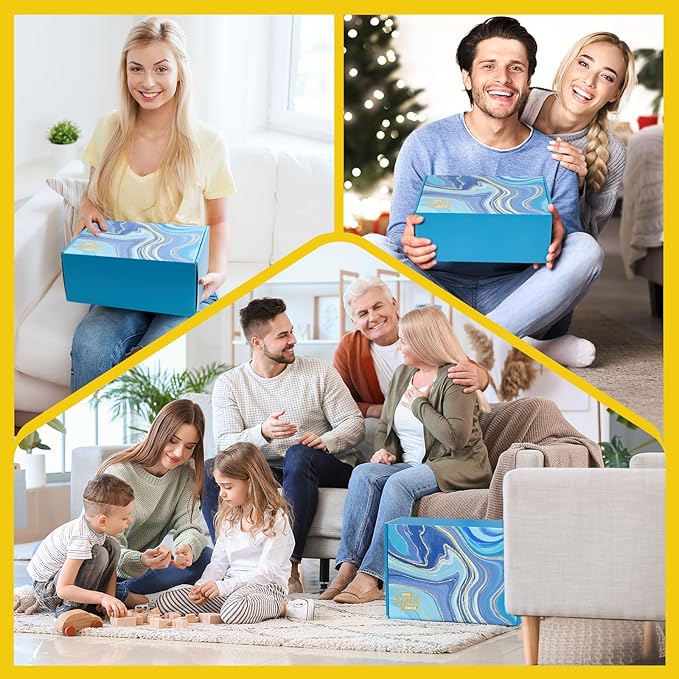 15Pcs Luxury House Warming Gifts New Home, Housewarming Gift Basket for Couples Friends First Apartment, Closing Gifts for Home Buyers, with Unique 3D Card Acacia Cutting Board Gold Cheese Knives