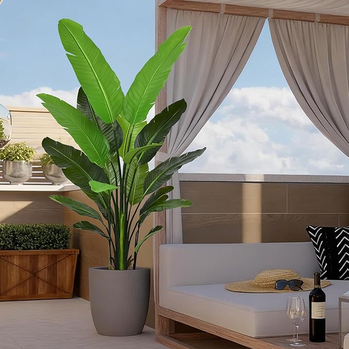 Bird of Paradise Plant Artificial 6FT - Tall Faux Plants Indoor with 13 Lifelike Leaves Trunks, 72" Large Fake Tropical Floor Plant for Home Office Living Room Bedroom Indoor Decor