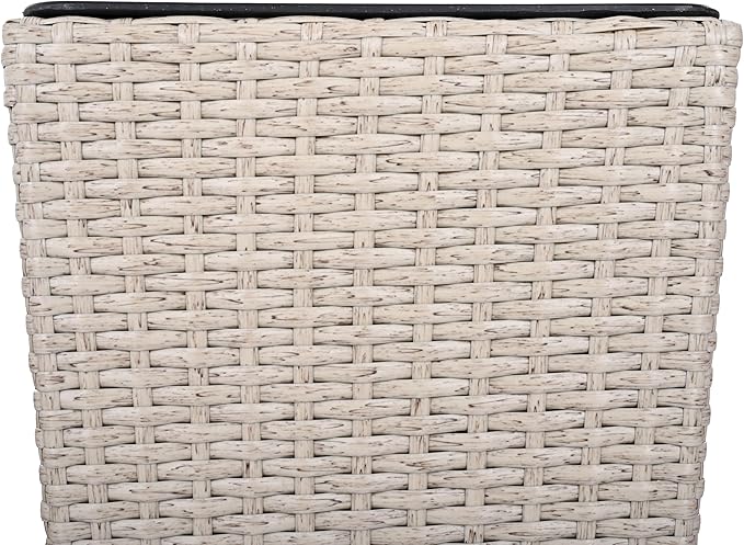 32"H Outdoor Rattan Flower Pots Set of 2,Patio Wicker All-Weather Planter Set,Rattan Plant Pots with Iron Frame for Herb Garden,or Indoor Decor,Large & Small Sizes, No Assembly Required Beige