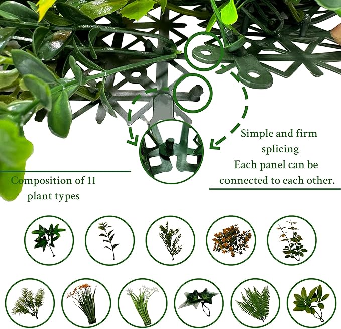 ODTORY Artificial Boxwood Hedges Panels: 20"x20" 8P UV-Anti Faux Greennery Grass Wall Privacy Backdrop Fence Screen for Garden Fence Covering Privacy, Outdoor Indoor Home Decor