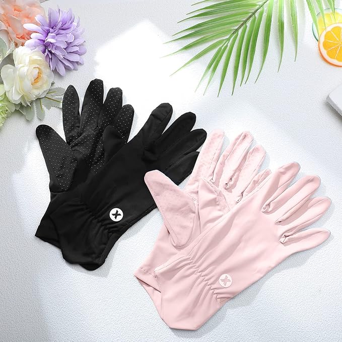 Loopeer 2 Packs Women Sun Protection Driving UV Gloves Full Finger Touchscreen Non Slip Breathable Summer Outdoor Gloves