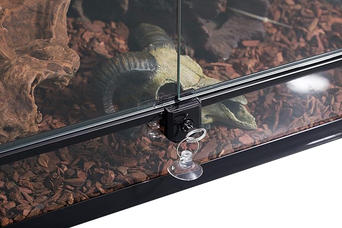 REPTI ZOO 67 Gallon Large Reptile Glass Terrarium Tank Double Hinge Door with Screen Ventilation Reptile Terrarium Cage 36" x 18" x 24"(Knock-Down)