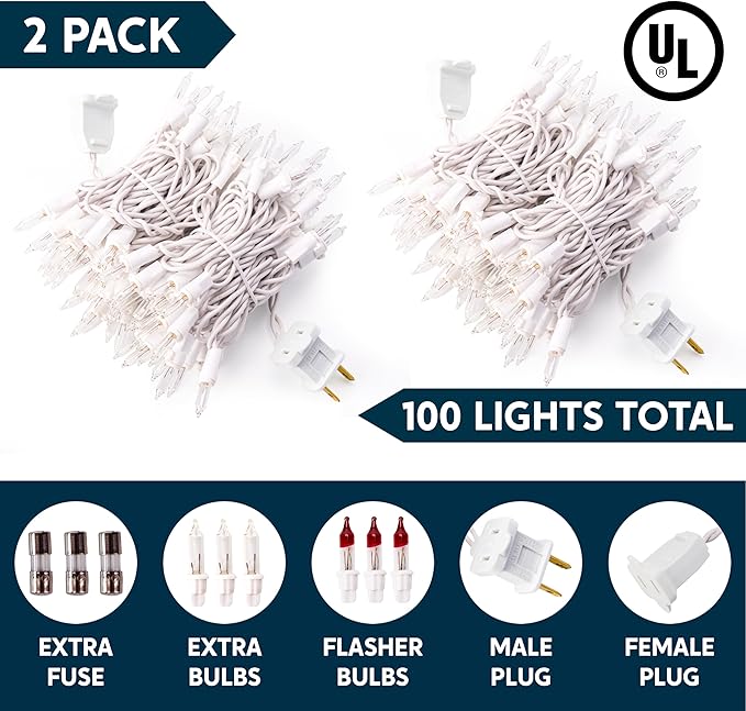 Joiedomi Christmas String Lights Indoor,200(2x100) Mini Warm Fairy Light,43FT Lighting Decor for Patio Dorm Classroom Bedroom Holiday Wedding Party Garland Birthday Festival,White Wire
