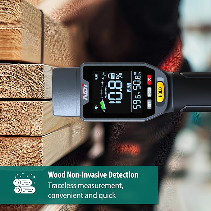 NDI 6 in 1 Non-invasive Moisture Meter Pinless Humidity Sensor Drywall/Gypsum Board/Cement Board/Cork/Hardwood/Mildew Index