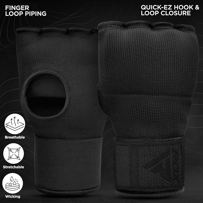 RDX Gel Boxing Hand Wraps Inner Gloves Men Women, Quick 100cm Long Wrist Straps, Elasticated Padded Fist Under Mitts Protection, Muay Thai MMA Kickboxing Martial Arts