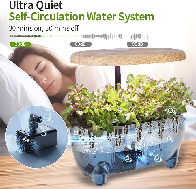 DRYADES 12 Pods Hydroponics Growing System Indoor Herb Garden with LED Growth Lamp Smart Water Pump Plant Germination Kit (No Seeds) Home Kitchen, Gift Ideas for Women Men
