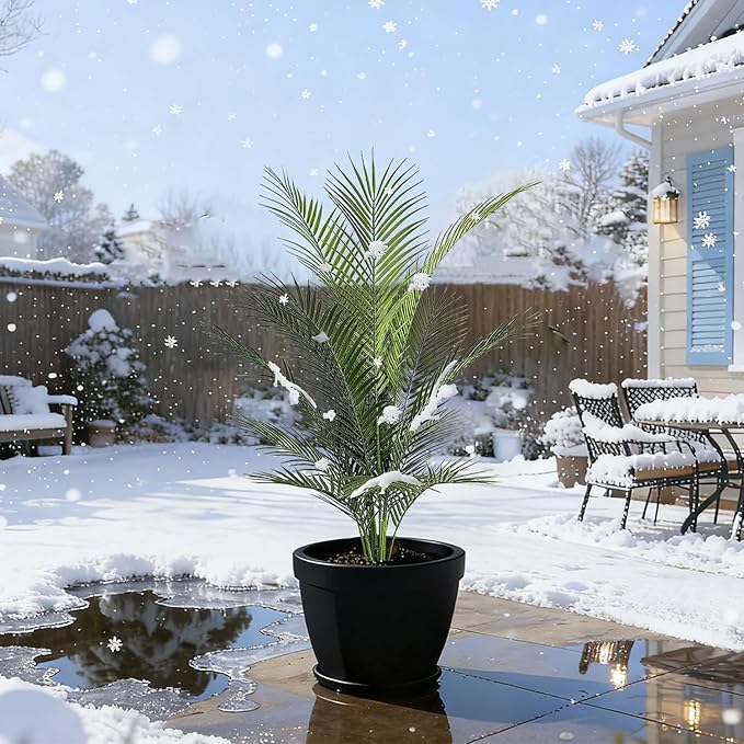 Artificial Palm Tree 4FT Fake Palm Tree with 15 Trunks Perfect Faux Dypsis Lutescens Plants in Pot for Indoor Outdoor House Home Office Garden Modern Decor Housewarming Gift (2Pack)