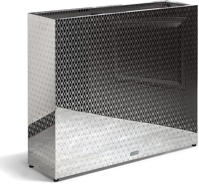 CYC Luxury Sliver 30"H x 34"W x 10"D Stainless Steel Rectangular Tall Large Planter Box with Mirror Etching No Coating for Indoor or Outdoor Patio/Porch, Modern Décor for Tall Plants, Trees, Flowers