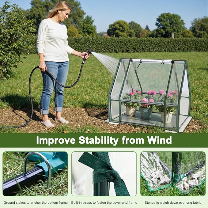 Mini Greenhouse, 35×35×36" Portable Greenhouse for Indoor Outdoor, Small Green House for Plants, Seedling, Germination (Clear, 35x35x36 inch)