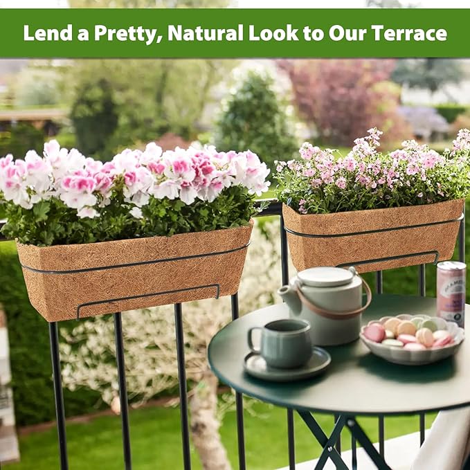 Legigo 4 Pack 36 Inch Square Coco Liners Planter Baskets Liner- Natural Coconut Coir Fiber Liner Replacement, Window Box Liners Trough Coconut Liners for Wall Planter Garden Deck Fence Flower Baskets