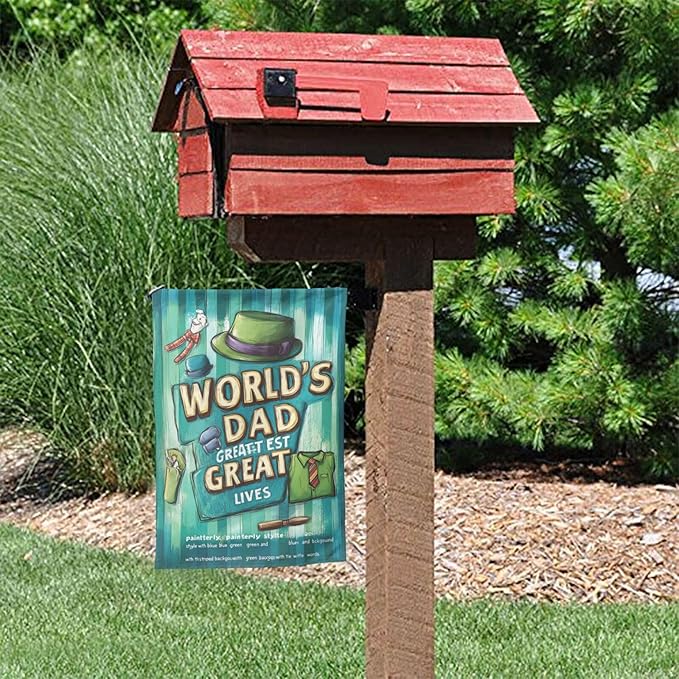 Fathers Day Garden Flag 12x18 Inch Double Sided All-Weather Polyester Outdoor Flag For Patio Lawn Yard And Garden Welcome Decor
