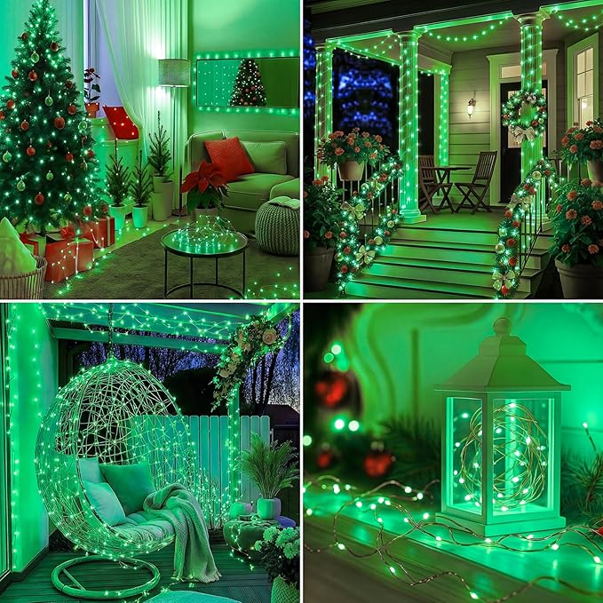 btfarm Fairy Lights Plug in with Remote, 33FT 100 LED Outdoor Twinkle Lights Waterproof with Timer, 8 Modes Indoor String Lights for Bedroom Patio Garden Wedding Christmas Decoration, Green
