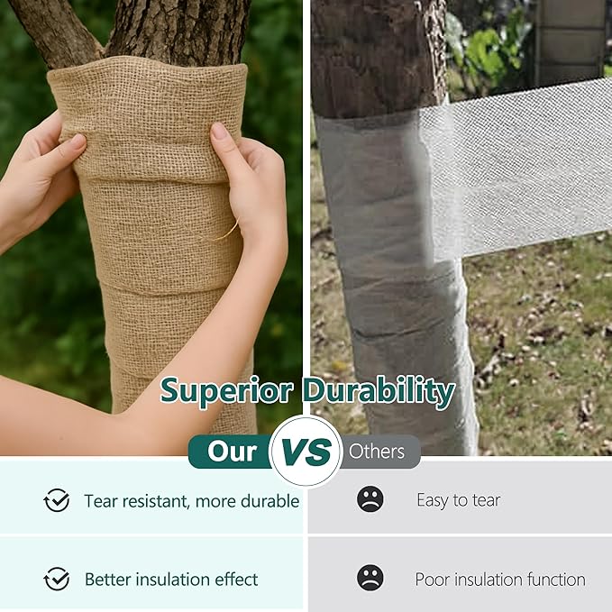 Nature Burlap Fabric Roll 40 inch x 82 Ft, Burlap Tree Wraps Trunk Protector, Winter Frost Plant Blankets Cloth, Landscape Weed Barrier Fabric, Erosion Control Blankets, DIY Garden Raised Bed Liners