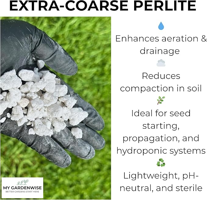 GARDENWISE Perlite for Plants, Extra Coarse Grade 4 Horticultural Perlite, Organic Perlite for Gardening Indoor & Outdoor, Made in USA (30 quarts)