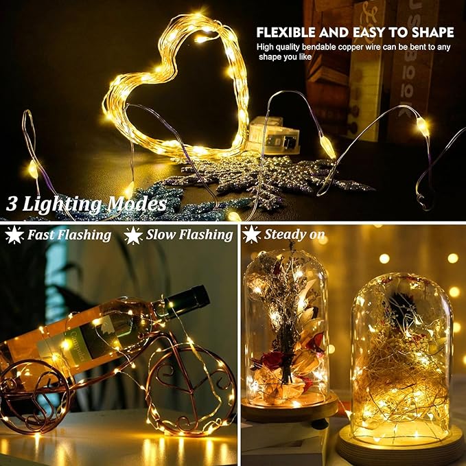 AIKEI 6 Pack LED Fairy Lights Battery Operated, Twinkle String Lights Waterproof 7 Feet 20 Led Firefly Starry Lamps for Wedding Party Bedroom Garden Halloween Christmas Decoration Warm White