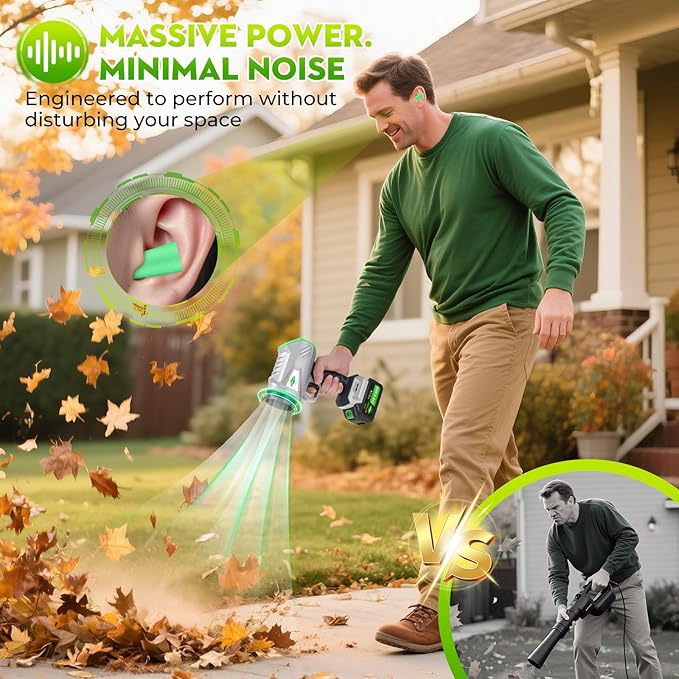 Leaf Blower Cordless with Battery and Charger,1000,000 RPM, 395CFM 1000G Power, Lightweight Handheld Design, Extended Nozzle,Blower for Patio Cleaning,Car Blowing Water, Blowing Leaves and Dust