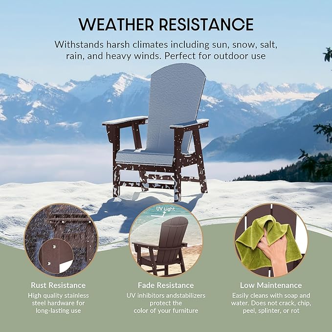 WestinTrends Malibu Malibu Outdoor Patio HDPE Plastic Adirondack Dining Chair Dark Brown