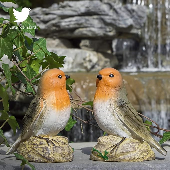Solar Garden Decor Outdoor Statues - Waterproof Loving Bird Lights Decor for Yard, Lawn, Patio and Balcony Ornament, Unique House Warming Gifts for Women Grandma - 2 Pack