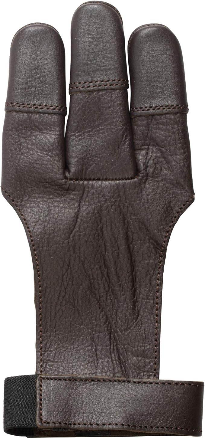 Bear Archery Leather 3 Finger Traditional Archery Shooting Glove, Large, Black, (ASG101L)
