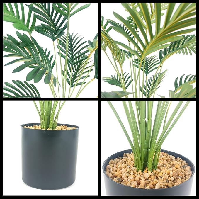 iAngeTou 2Pcs 28" Artificial Palm Trees in Pot - Faux Areca Plants for Indoor & Outdoor Decor, Perfect for Home, Office, Living Room, Kitchen, Balcony | Ideal Housewarming Gift