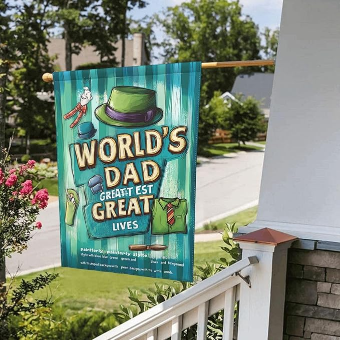 Fathers Day Garden Flag 12x18 Inch Double Sided All-Weather Polyester Outdoor Flag For Patio Lawn Yard And Garden Welcome Decor
