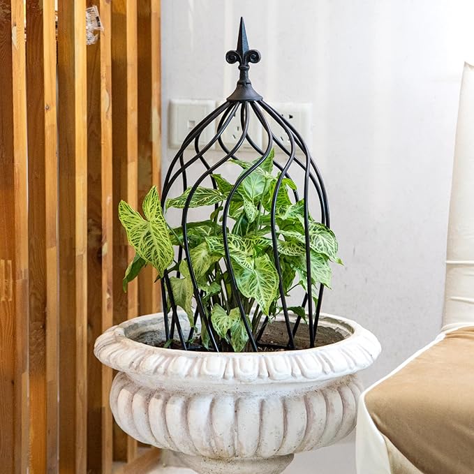 23-Inch Metal Obelisk Trellis for Climbing Plants | Sturdy Iron Design, Ideal for Outdoor Roses and Potted Vines | Easy Assembly, Compact Vertical Garden Decor for Indoor & Outdoor Use