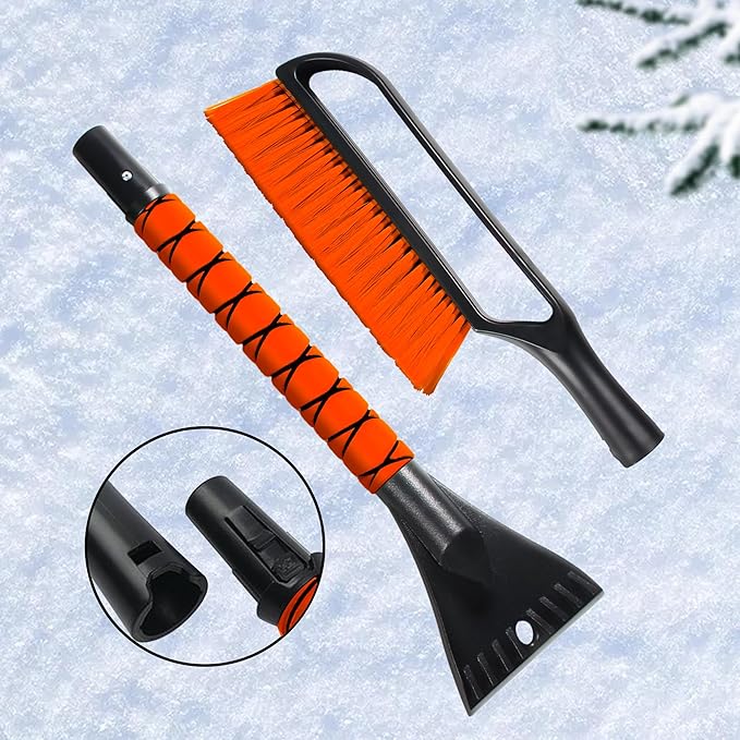 27" Snow Brush & Ice Scraper for Car Windshield, Detachable Snow Scrapers with Foam Grip for Cars, Trucks, SUVs