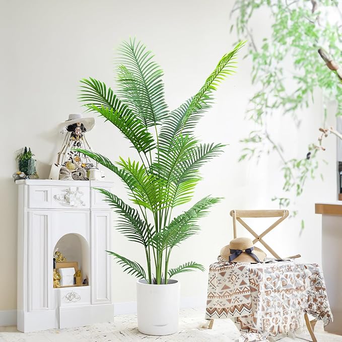 HAIHONG 6FT 2Packs Artificial Palm Tree,Faux Areca Palm Plant with Real Touch Leaves and Adjustable Branches,Fake Tropical Palm Tree for Home Office Indoor Outdoor Modern Decoration