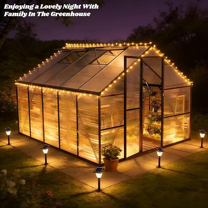 8x10 FT Greenhouses for Outdoors, Polycarbonate Greenhouse with PC Panels, Greenhouses for Outdoors for Yard, Garden, Hobby, Dark Grey