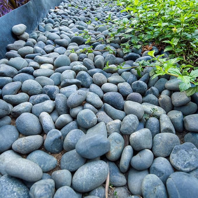 FANTIAN 40 lbs Natural Black Rocks Mexican Beach Pebbles, 2-3 Inch Decorative Black River Rocks for Landscaping, Garden, Paving, Fountain, Walkways and Outdoor Decorative Stones