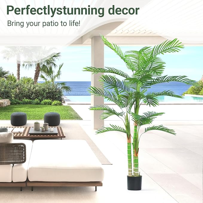 Howngyesimu 2Pack Artificial Palm Tree, 6FT Artificial Palm Plant with Real Bark Design Faux Palm Tree for Indoor Outdoor Modern Decoration Plants in Pot for Home Office