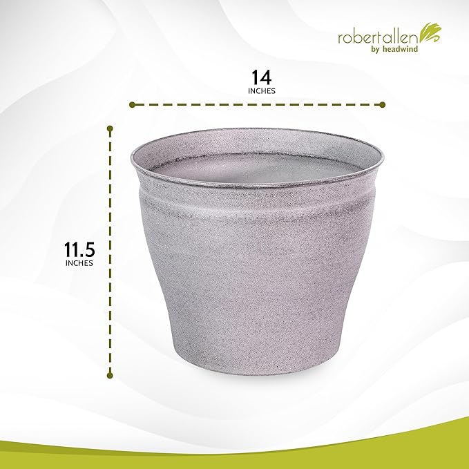 Headwind Natural Ironstone Timberline Collection - 14" Pearl White Decorative Planter for Outdoor Pots for Plants – Modern Indoor Plant Pots, Large & Small Planters for Indoor Plants by Robert Allen