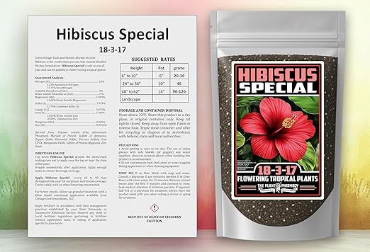 Fertilizer Commercial Grade | Tropical Flower Special 18-3-17 | 1 Pound | Custom Professional Mix Blend | 90-Day, Buds & Blooms | Balanced NPK Formula for Hibiscus & Orchids | Controlled Release Feed