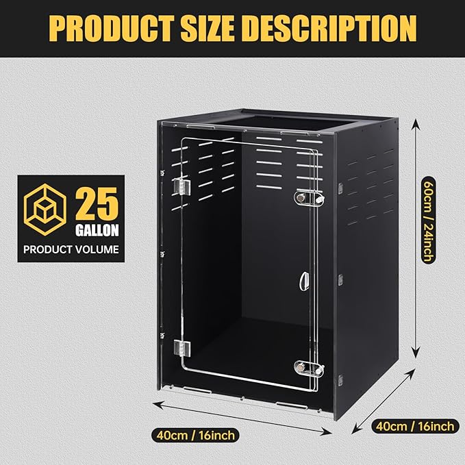 maiyuolg Reptile Tank Enclosure – 16x16x25 Crested Gecko Reptile Terrarium – Acrylic Habitat with Ventilation for Lizards, Snakes & Chameleon