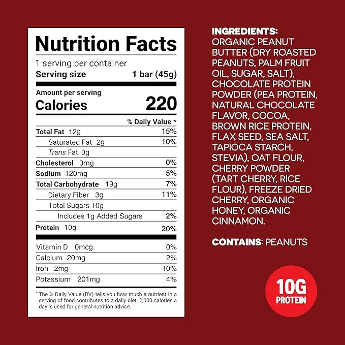 FROPRO Snack Bar - Peanut Butter Snack Bars - Gluten Free, Dairy Free, Soy Free, Non GMO, Plant Based Protein Snacks Bar - Crave-worthy | Chelsea's Cherry Pie, 24 Pack