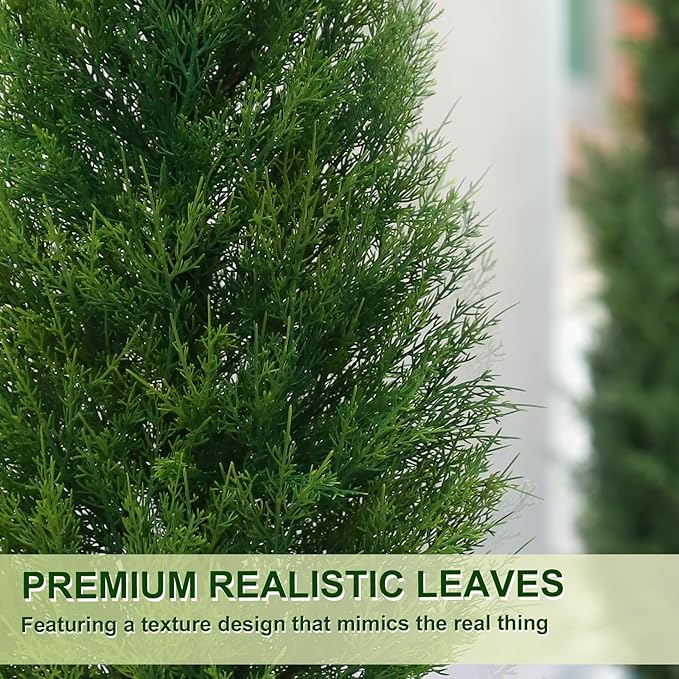 VIVATREES 2Pack 4ft Outdoor Artificial Cedar Topiary Trees, All-Weather Faux Pine for Home Porch Entryway Decor