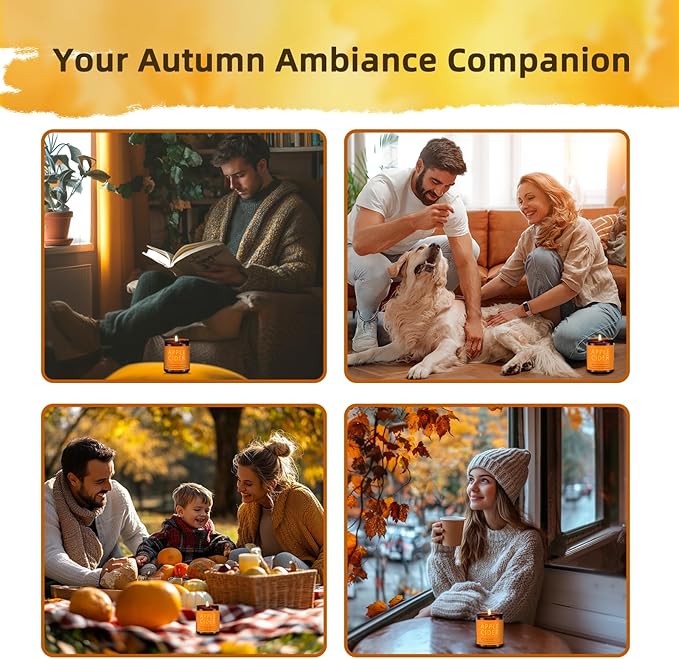 Fall Scented Candles Apple Cider 7oz – Fresh Apple Candle with Warm Cinnamon & Spiced Cider Soy Wax Candle for Cozy Autumn Home Décor, Perfect Fall Gift for Apple Lovers, 50 Hour Long Burn